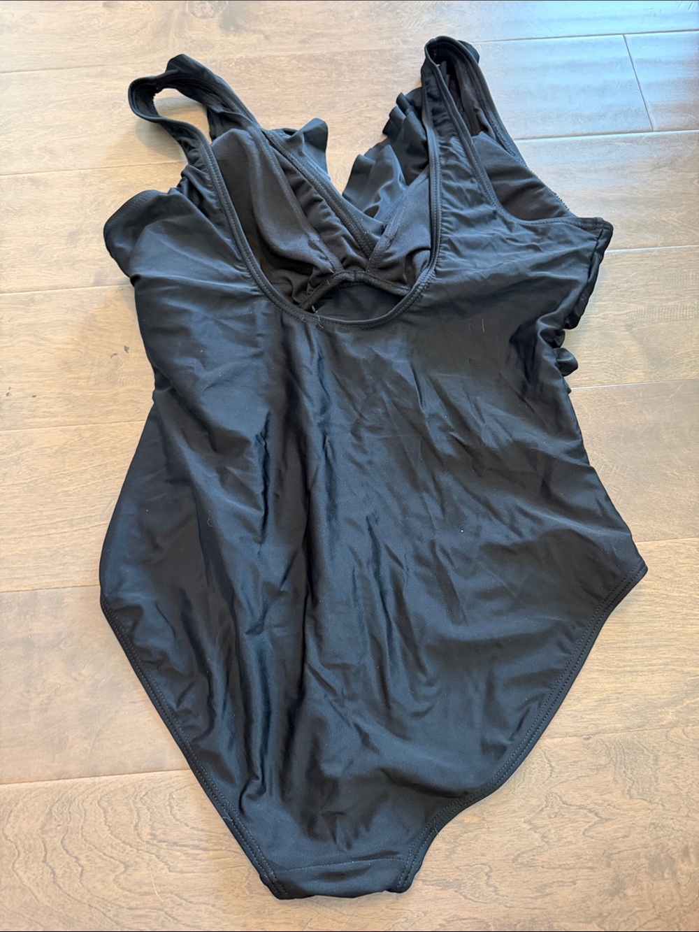 Black Ruffle-Trim One-Piece Swimsuit - Picture 2 of 5